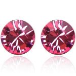 Okrúhle náušnice, ružové, zdobené kryštálmi Swarovski