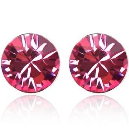   Okrúhle náušnice, ružové, zdobené kryštálmi Swarovski