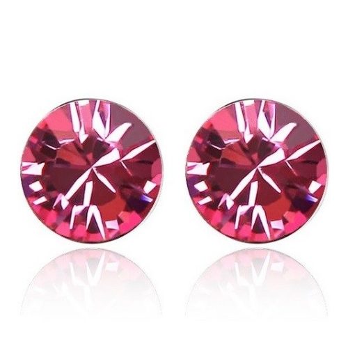 Okrúhle náušnice, ružové, zdobené kryštálmi Swarovski