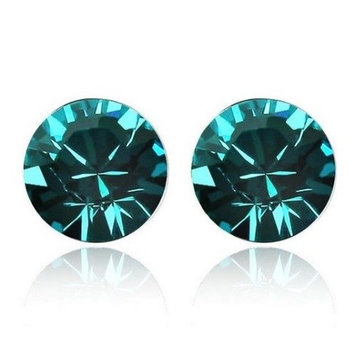 Okrúhle náušnice, modrý zirkón, zdobené kryštálmi Swarovski