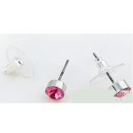 Okrúhle náušnice, ružové, zdobené kryštálmi Swarovski