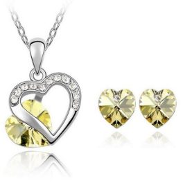   Súprava šperkov Srdiečko, Žltkasto biela, zdobená kryštálmi Swarovski