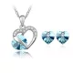 Súprava šperkov srdiečka, Aquamarine, zdobená kryštálmi Swarovski