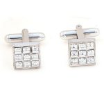 Manžetové gombíky, mriežka, s kryštálom Swarovski, kryštál