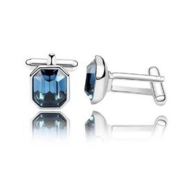   Manžetové gombíky, osemhranné, s kryštálom Swarovski, modré