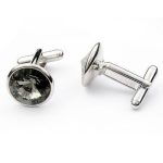 Manžetové gombíky, okrúhle, s kryštálom Swarovski, čierny diamant