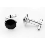 Manžetové gombíky, okrúhle, s kryštálom Swarovski, čierne