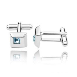   Manžetové gombíky, štvorcové, s kryštálom Swarovski, akvamarín