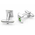 Manžetový gombík, štvorcový, s kryštálom Swarovski, peridot