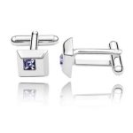 Manžetové gombíky, štvorcové, s kryštálom Swarovski, tanzanit