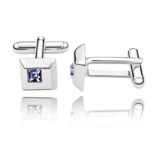Manžetové gombíky, štvorcové, s kryštálom Swarovski, tanzanit