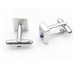 Manžetové gombíky, štvorcové, s kryštálom Swarovski, tanzanit