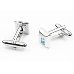 Manžetové gombíky, štvorcové, s kryštálom Swarovski, akvamarín