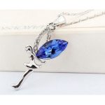 Náhrdelník s rozprávkovým príveskom, zafír, zdobený kryštálmi Swarovski