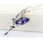 Náhrdelník s rozprávkovým príveskom, tanzanit, zdobený kryštálmi Swarovski