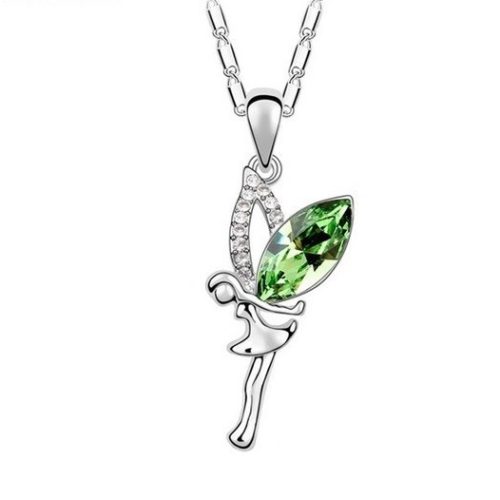 Náhrdelník s rozprávkovým príveskom, Peridot, zdobený kryštálmi Swarovski