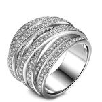 Prsteň striebornej farby so zirkónovými kameňmi, 9