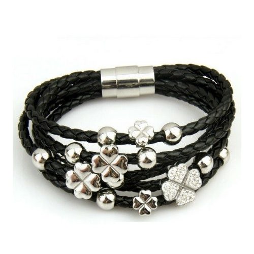 Náramok s ďatelinovým vzorom, čierny