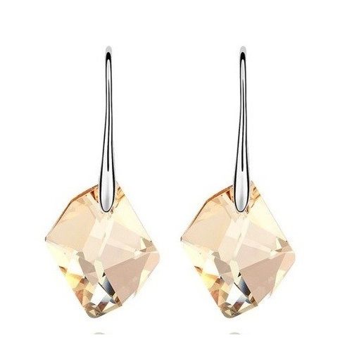 Náušnice kosoštvorec, Crystal GSHA, zdobené kryštálmi Swarovski