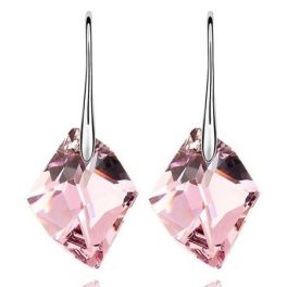   Kosoštvorcové náušnice Light Rose zdobené kryštálmi Swarovski