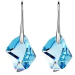Rombusové náušnice, Aquamarine, zdobené Swarovski krištáľom