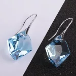 Rombusové náušnice, Aquamarine, zdobené Swarovski krištáľom