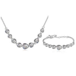   Súprava šperkov v tvare srdca, Crystal, zdobená kryštálmi Swarovski
