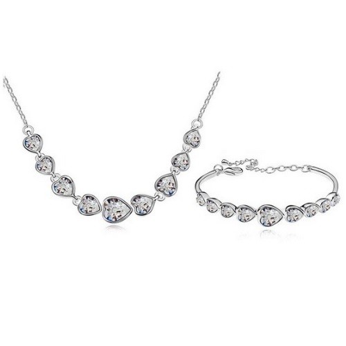 Súprava šperkov v tvare srdca, Crystal, zdobená kryštálmi Swarovski