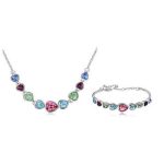Súprava šperkov v tvare srdca, Multicolor, zdobená kryštálmi Swarovski