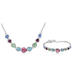   Súprava šperkov v tvare srdca, Multicolor, zdobená kryštálmi Swarovski