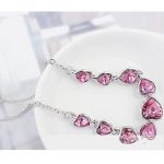 Súprava šperkov v tvare srdca, ružová, zdobená kryštálmi Swarovski