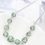 Súprava šperkov v tvare srdca, Peridot zelená, zdobená kryštálmi Swarovski