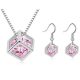 Súprava náušníc a náhrdelníka v tvare kocky, ružová