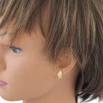 Náušnice zo 14k zlata, list, gravírovaný vzor