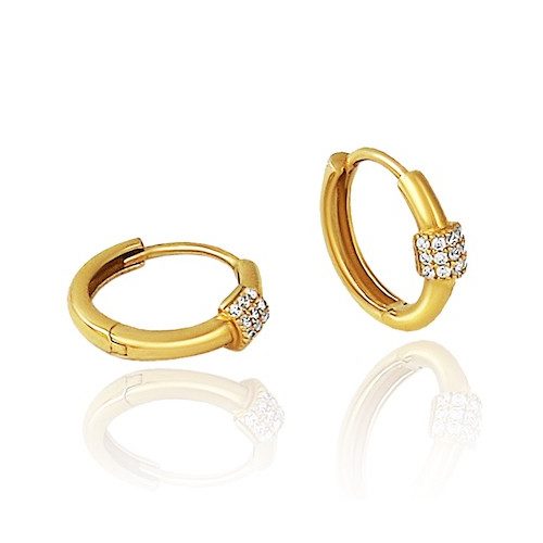 Kruhové náušnice zo 14 kt zlata s krištáľovou vložkou