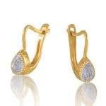 Náušnice v tvare kvapky s kryštálom zo 14k zlata