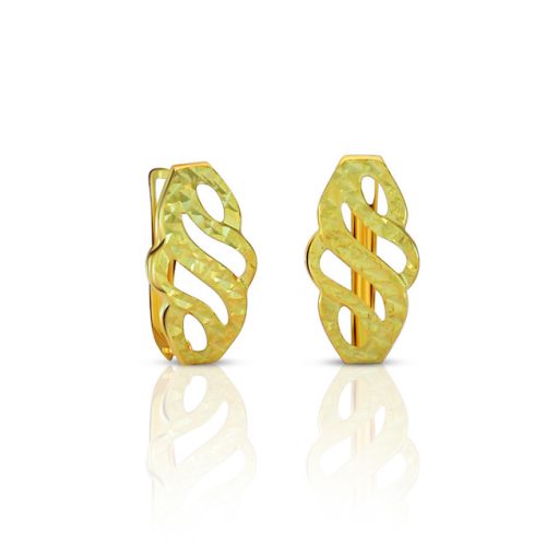 Náušnice zo 14 kt zlata s odstavcom, gravírovaný vzor