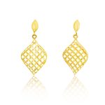 Visiace náušnice zo 14k zlata, zahnutý kosoštvorec