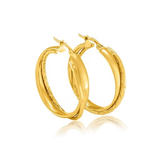 Kruhové náušnice zo 14 kt zlata, priemer 30 mm