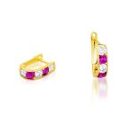 Náušnice pre deti zo 14k zlata, ružový kryštál