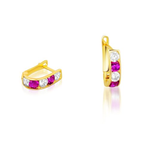Náušnice pre deti zo 14k zlata, ružový kryštál