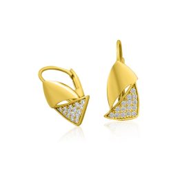   Náušnice v modernom štýle zo 14k zlata s krištáľovým zdobením