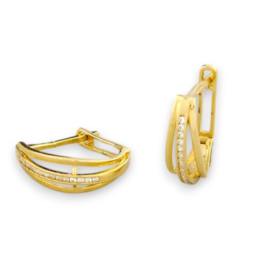 Náušnice zo 14k zlata, ohnutý obdĺžnik, dve farby