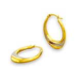 Náušnice zo 14k zlata, ohnutý obdĺžnik, dve farby