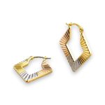 Náušnice zo 14k zlata, ohnutý obdĺžnik, dve farby