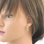 Náušnice zo 14k zlata, ohnutý obdĺžnik, dve farby