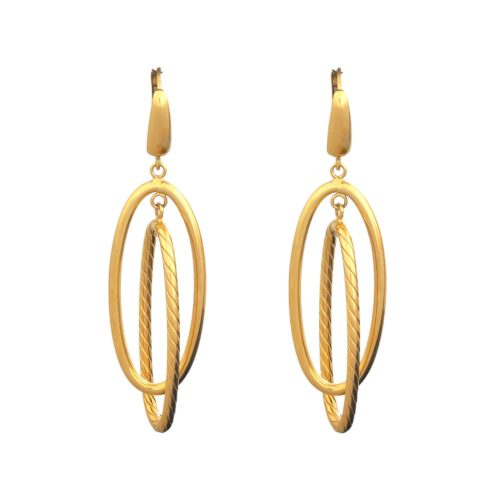 Náušnice zo 14k zlata, ohnutý obdĺžnik, dve farby