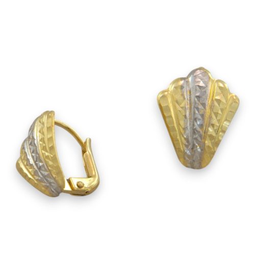 Náušnice zo 14k zlata, ohnutý obdĺžnik, dve farby