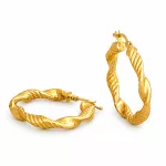 14k zlaté náušnice, extravagantný skrútený krúžok, 30 mm