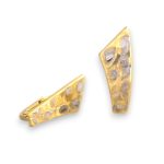 Náušnice zo 14k zlata, ohnutý obdĺžnik, dve farby